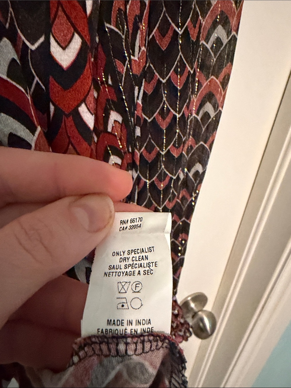 Blank London Anthropologie Sequin-Shoulder Printed Blouse in Rust Multi - Picture 3 of 8